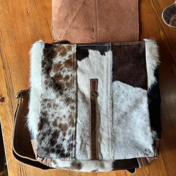 Myra Bag Cowhide Leather Backpack - Black and Brown - Picture 2 of 4